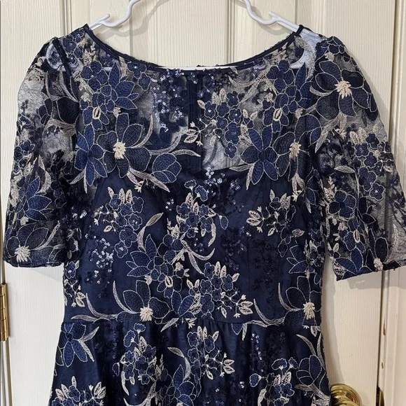 Eliza J Navy and Cream Floral Midi Dress - Picture 4 of 11